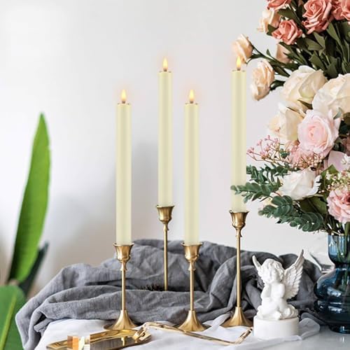 YOROXRG 24 Pack LED Flameless Taper Candles with Timer, Dripless Fake Candlesticks with 3D Flickering Flame, 9.6 Inches White Window Candle for Fireplace Christmas Halloween（Ivory） - Image 4