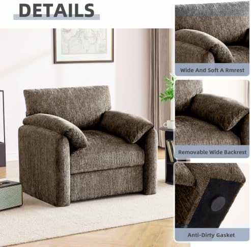 Howjoe Accent Chair for Living Room, Oversized Reading Armchair, Brown - Image 5