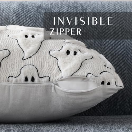 DFXSZ Halloween Pillow Covers 20x20 inch 2Pcs White Black Ghost Halloween Decor - Image 2