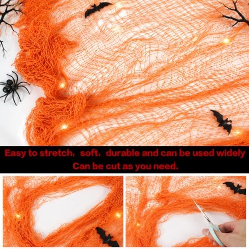 Qtisky 5 Pcs Orange Halloween/Fall Gauze Creepy Cloth Fabric Tapestry Decor - Image 2