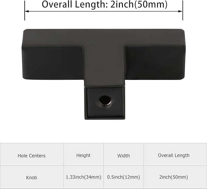LONTAN 100 Pack Kitchen Cabinet Knobs Black Knobs for Dresser Drawers Sqaure Black Cabinet Hardware for Bathroom Cupboard,Stainless Steel