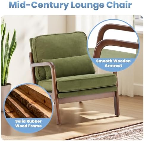 DUMOS Mid Century Modern Accent Chair, 16'' Seat Height Cozy Lounge Chair - Image 6