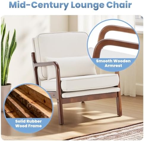 DUMOS Mid Century Accent Chairs Set of 2, 16'' Seat Height Lounge Chair - Image 5