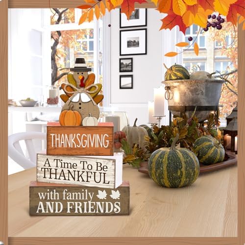 Lineshading 4 Pcs Fall Decoration For Home Wooden Thanksgiving Turkey Decor - Image 4