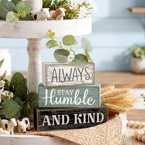 Lineshading 4 Pcs Inspirational Farmhouse Table Decor Wooden Shelves Signs - Image 3