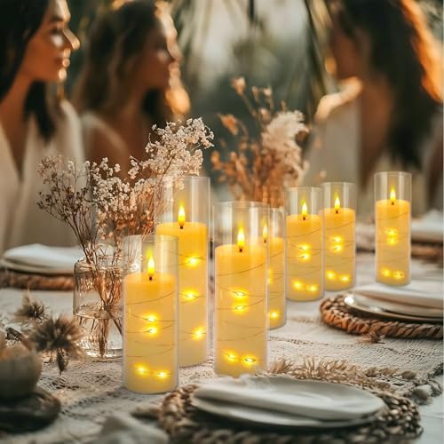 YOROXRG 24 Pack Christmas Decoration Flickering Flameless Candles,Battery Operated Candles,LED String Lights LED Candles for New Year, Home Decor, Parties,Wedding(D2.2 xH 5" 6" 7") (Ivory) - Image 4