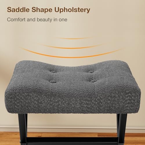 Memobarco 18-Inch Large Vanity Stool Chair, Gray Makeup Stool - Image 3