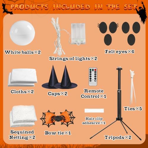 AYGXU 2pcs Halloween Decorations Indoor,Ghost Decor with String Lights Remote Control,Halloween Party Decorations,Spooky Ghost Light for Home Table Room Kitchen Office - Image 6