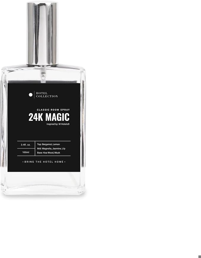 Hotel Collection - 24K Magic - Essential Oil Room Spray - Luxury Hotel Inspired Aromatherapy - Hints of Zesty Citrus, Floral Jasmine, & Lily - Hypoallergenic - Air Freshener Spray - 100mL/3.5 FL Oz