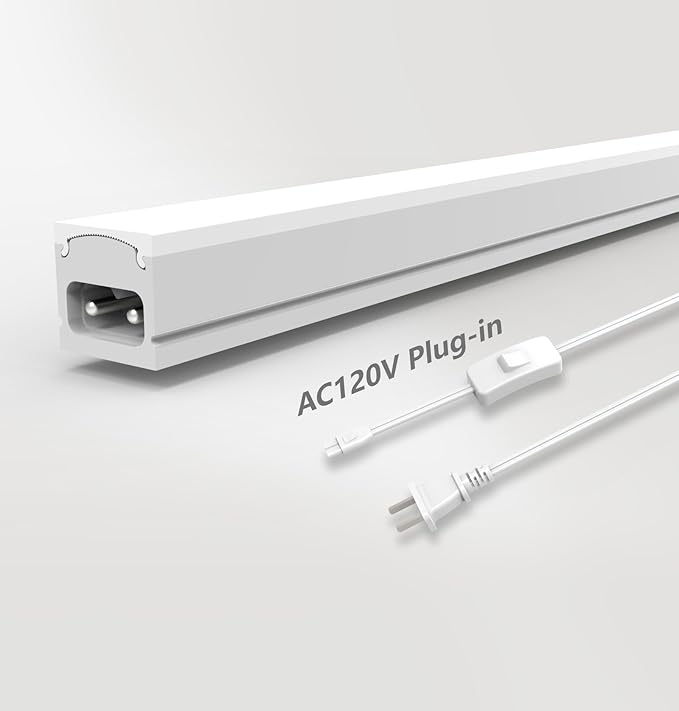 Under Cabinet Lighting Plug in, 16 Inch 1 Pc, Linkable AC120V 3CCT 3000K/4000K/5000K Ultra Slim, LED Under Cabinet Lights for Counter Light, Kitchen, Shelf, Sink, Workshop, Desk, White