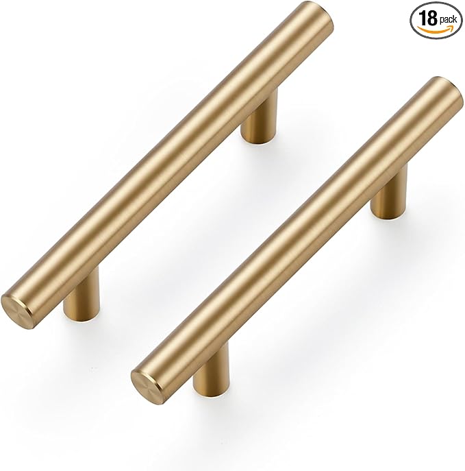 Ravinte 18 Pack 5 Inch Cabinet Pulls Champagne Bronze Stainless Steel Kitchen Drawer Pulls Cabinet Handles 5 InchLength, 3 Inch Hole Center