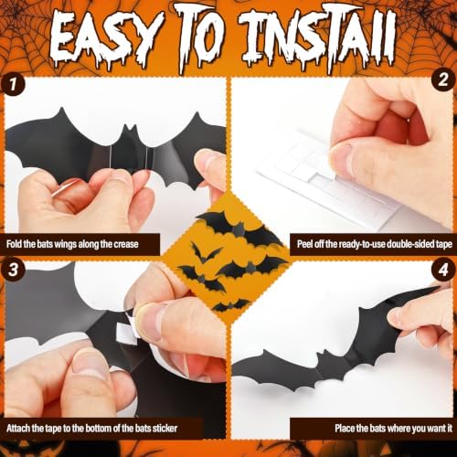 140Pcs Bats Halloween Decor, Real Scary Bat Stickers for Halloween Party - Image 3