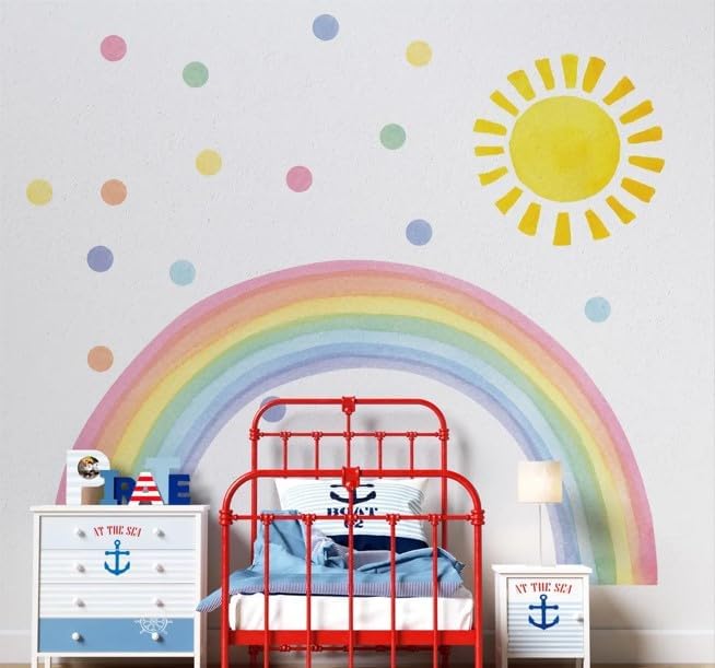 Large Rainbow Wall Decals – Removable Peel and Stick Décor for Kids Room, Playroom, Nursery Walls, and Bedroom Wall Décor - Wall Sticker (88" W x 47" H)