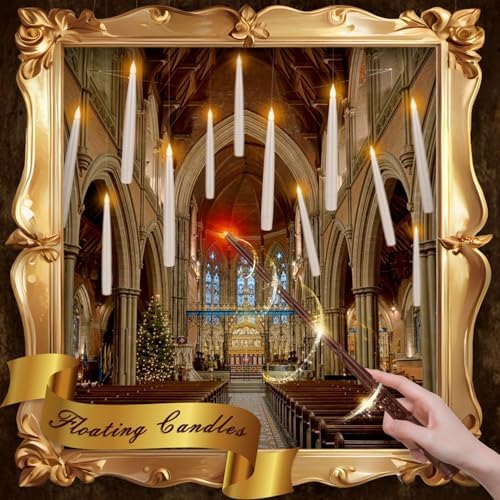 YOROXRG 24 Pack Halloween LED Magic Hanging Floating Candles, Taper Flickering Flameless with 2 Magic Wands - Candle Set for Halloween, Christmas, Weddings, Birthdays & Fantasy Ambiance... - Image 4