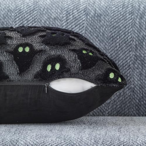 DFXSZ Halloween Pillow Covers 12x20 inch 2Pcs Black Ghost Halloween Decor - Image 2