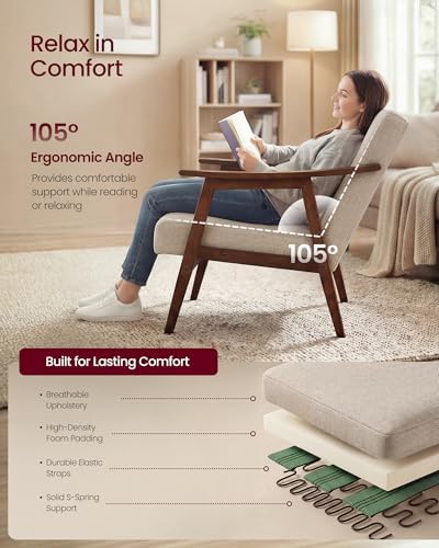 VASAGLE Accent Chair, PU Leather Armchair, Button Tufted, Thick Cushion - Image 4