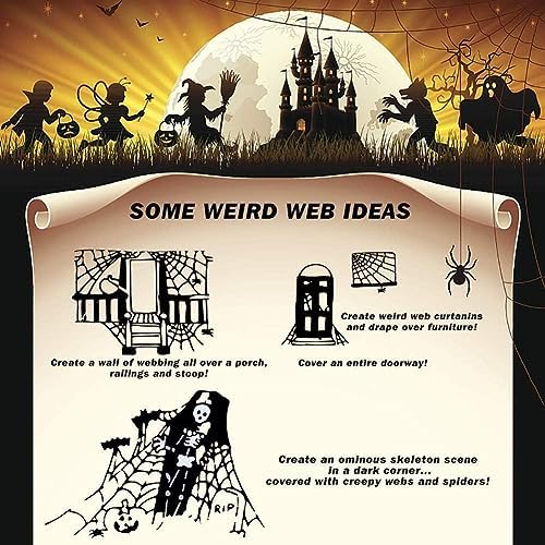 1700 sqft Spider Webs Halloween Decorations Bonus with 150 Fake Spiders, Super Stretch Cobwebs for Halloween Indoor and Outdoor Party Supplies - Image 6