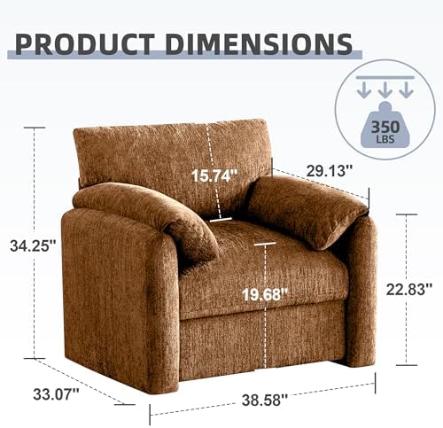 Howjoe 2 Pack Oversized Accent Chair for Living Room, Rustic Broning - Image 2