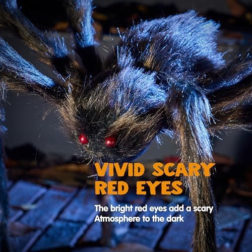 JOYIN 2 Pack 5 Ft Halloween Outdoor Decorations Hairy Brown Spider, Scary Fake Giant Large Spider Haunted House Props, Halloween Lawn Porch Yard Garden Tree Decorations Party Indoor Decor - Image 3