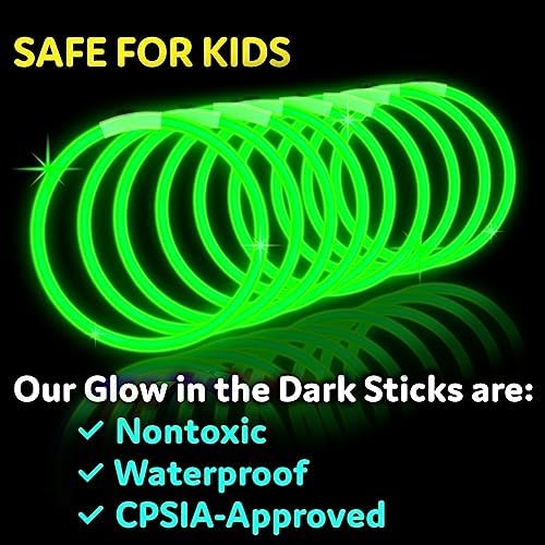 PartySticks Green Glow Sticks - 100pk, 8 Inch Glow in the Dark Light Up Sticks and Connectors for Party Favors, Decorations, Necklaces and Bracelets - Image 6