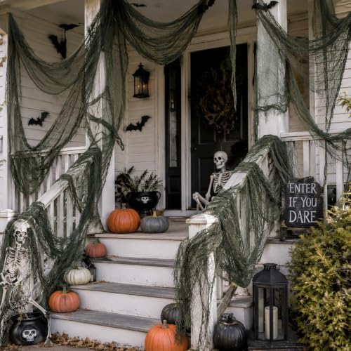 5 Pcs Green Halloween Gauze Creepy Cloth Fabric Tapestry Decor Decorations - Image 4