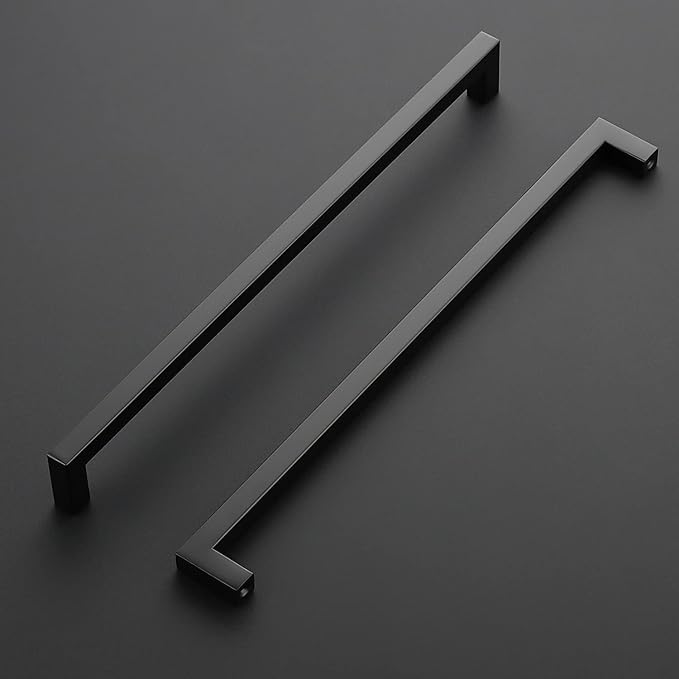 Ravinte 10 Pack Black Cabinet Pulls 12-3/5 Inch Square Cabinet Handles Matte Black Kitchen Hardware for Cabinet Drawer Pulls Come with Screwdriver