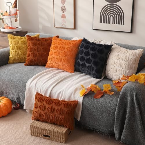 DFXSZ Fall Pillow Covers 20x20 2Pcs Orange Pumpkin Fall Decoration for Home - Image 5
