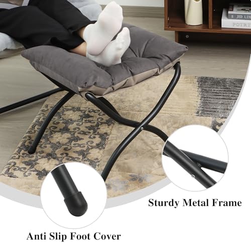 15"(H) Folding Ottoman, Foldable Footrest Stool, Portable Small Foot Stool for Couch, Collapsible Foot Rest Ottoman for Sofa, Accent Padded Ottomans for Living Room, Bedroom, Dark Coffee - Image 6