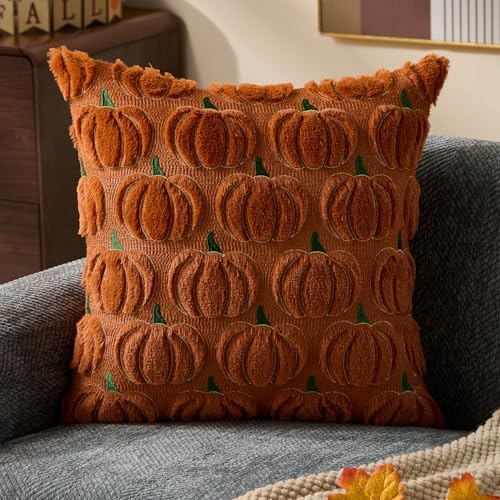 DFXSZ Fall Pillow Covers 18x18 2Pcs Rust Green Yellow Pumpkin Fall Decorations - Image 3