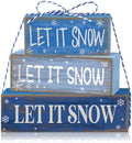 Lineshading 4 Pcs Christmas Table Decor - Blue Let It Snow Winter Decor by Lineshading