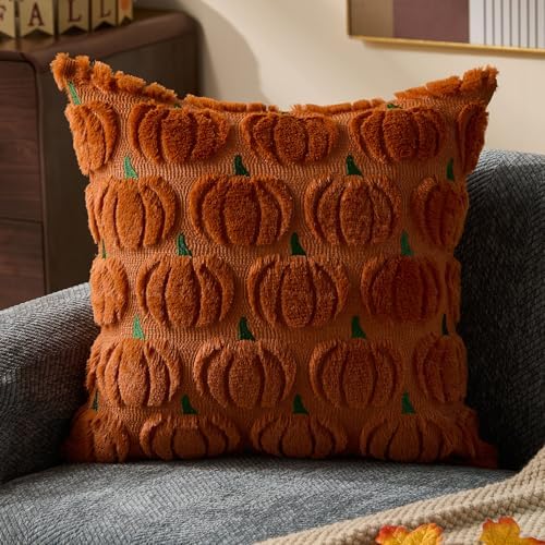 DFXSZ Fall Pillow Covers 18x18 2Pcs Rust Green Pumpkin Fall Decorations - Image 3