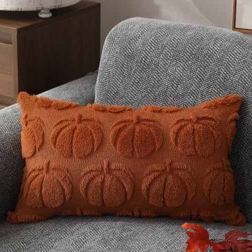 DFXSZ Fall Pillow Covers 12x20 2Pcs Rust Pumpkin Fall Decorations for Home - Image 3