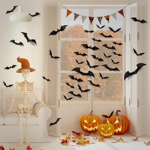 LUDILO 100Pcs Bats Halloween Decorations: Halloween Bats Wall Décor Sticker - Image 6