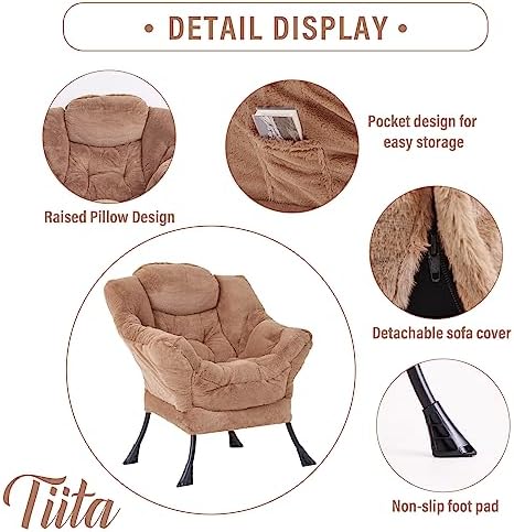Tiita Modern Large Accent Lounge Chair with Ottoman, Leisure Sofa Armchair with Footrest, Reading Chair for Bedroom, Living Room, Dorm Rooms, Garden and Courtyard - Image 2
