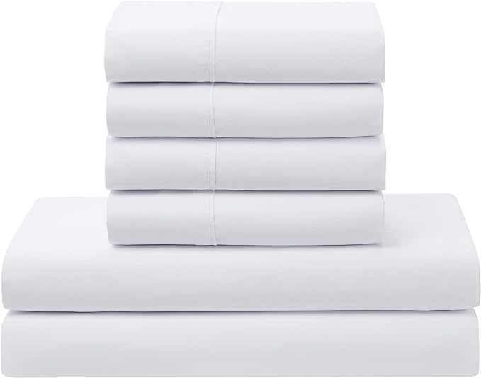 Sweet Home Collection 5 Piece Comforter Set Bag Solid Color All Season Soft Down Alternative Blanket & Luxurious Microfiber Bed Sheets, White, Twin XL