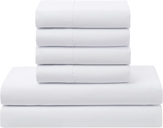 Sweet Home Collection 5 Piece Comforter Set Bag Solid Color All Season Soft Down Alternative Blanket & Luxurious Microfiber Bed Sheets, White, Twin (Pack of 4)