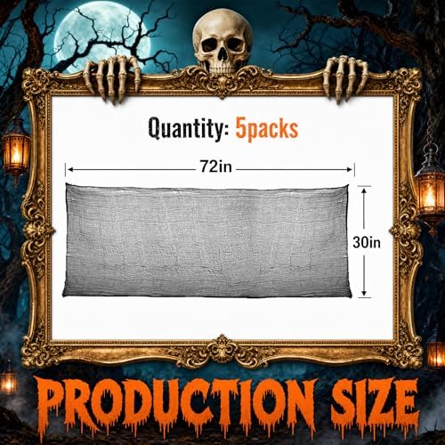 5Pcs Halloween Creepy Cloth Black 30×72inch - Halloween Decorations Clearance - Creepy Spooky Halloween Decorations Outdoor Indoor - Image 2
