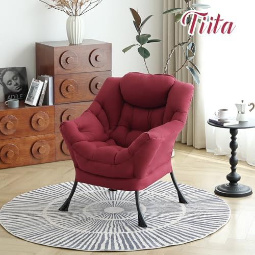 Tiita Lazy Chair for Adults, Comfy Reading Accent Chair, Red Single - Image 5