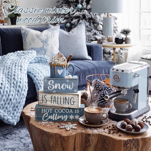 Lineshading 4 Pcs Christmas Table Decor, Blue Winter Wonderland Cocoa Sign - Image 4