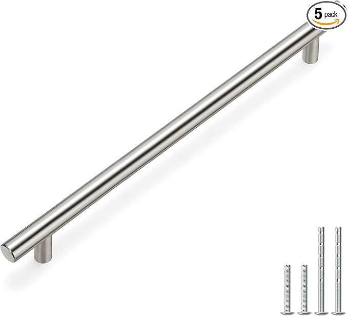 homdiy Cabinet Handles Brushed Nickel Cabinet Pulls - 5Pack Cabinet Door Pulls 10in Hole Centers Kitchen Cabinet Handles