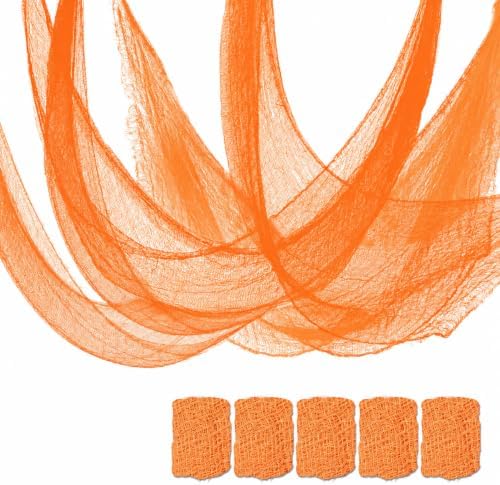 Qtisky 5 Pcs Orange Halloween/Fall Gauze Creepy Cloth Fabric Tapestry Decor by Qtisky