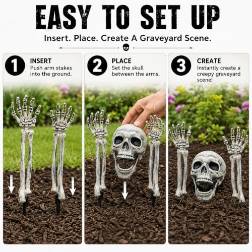 AISENO Realistic Skeleton Stakes Halloween Decorations for Lawn Stakes Garden Halloween Skeleton Decoration Outdoor - Image 5