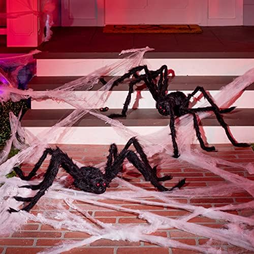 JOYIN 2 Pack 4 Ft Halloween Spider Decorations Outdoor, Scary Large Giant Spiders with Adjustable Legs for Halloween Outside Decor, Yard Lawn Indoor Haunted House Props - Image 7