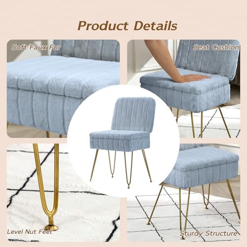 Vanity Chair with Storage | Comfy Ottoman with Folding Back - Image 6