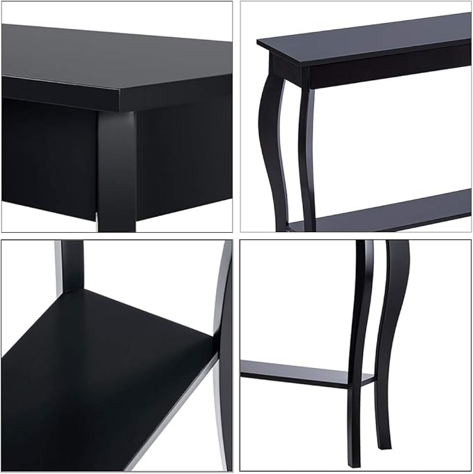 ChooChoo Narrow Console Table, Chic Accent Sofa Table, Entryway Table, 39.3 Inch, Black