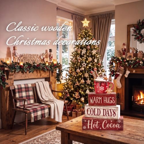 Lineshading 4 Pcs Christmas Table Decorations, Wooden Hot Cocoa Bar Sign - Image 3