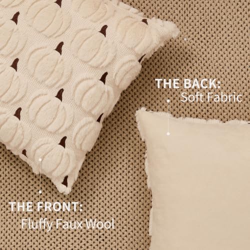 DFXSZ Fall Pillow Covers 12x20 2Pcs Beige Brown Pumpkin Fall Decorations - Image 4
