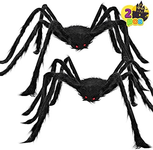 JOYIN 2 Pack 4 Ft Halloween Spider Decorations Outdoor, Scary Large Giant Spiders with Adjustable Legs for Halloween Outside Decor, Yard Lawn Indoor Haunted House Props by JOYIN
