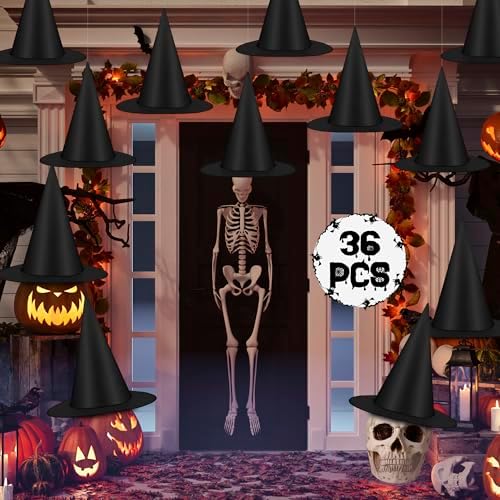 36 PCS Witch Hats, Black Witches Hat Halloween Decorations Ceiling Porch by Helimoto
