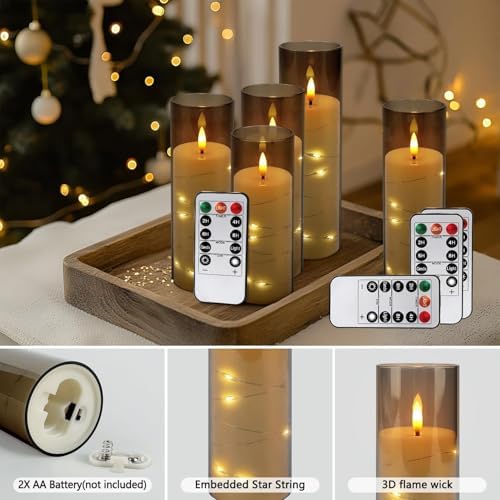 YOROXRG 24 Pack Halloween Decoration Flickering Flameless Candles, Battery Operated LED Candles for New Year, Home Decor, Parties, Wedding,Christmas(D2.2 x H 5" 6" 7") Grey - Image 5